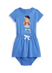 Ralph Lauren: Polo Polo Ralph Lauren Baby Girls Polo Bear Cotton Jersey Dress - New England Blue