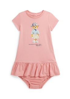 Ralph Lauren: Polo Polo Ralph Lauren Baby Girls Polo Bear Cotton Tee Dress - Tickled Pink
