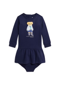 Ralph Lauren: Polo Polo Ralph Lauren Baby Girls Polo Bear Fleece Dress and Bloomer Set - Newport Navy