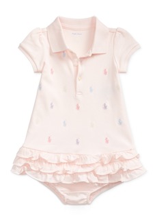 Ralph Lauren: Polo Polo Ralph Lauren Baby Girls Ruffled Pony Printed Polo Dress - Delicate Pink
