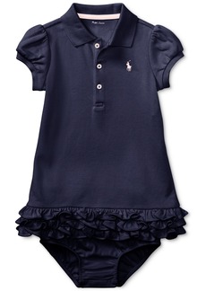 Ralph Lauren: Polo Polo Ralph Lauren Baby Girls Ruffled Trim Cupcake Dress - French Navy