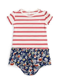 Ralph Lauren: Polo Polo Ralph Lauren Baby Girls Striped Cotton-Blend Dress and Bloomer Set - Nantucket Red, Deckwash White