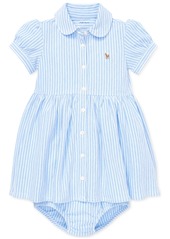 Ralph Lauren: Polo Polo Ralph Lauren Baby Girls Striped Knit Oxford Dress - Blue