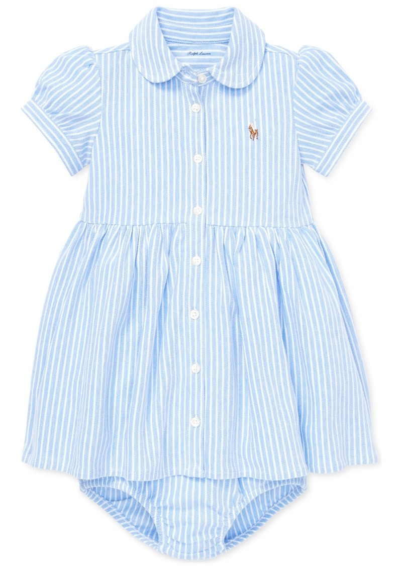 Ralph Lauren: Polo Polo Ralph Lauren Baby Girls Striped Knit Oxford Dress - Blue