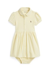 Ralph Lauren: Polo Polo Ralph Lauren Baby Girls Striped Knit Oxford Shirtdress - Wicket Yellow Multi