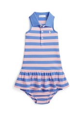 Ralph Lauren: Polo Polo Ralph Lauren Baby Girls Striped Mesh Polo Dress - Garden Pink, Harbor Island Blue