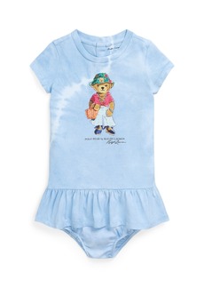 Ralph Lauren: Polo Polo Ralph Lauren Baby Girls Tie-Dye Polo Bear Cotton Dress and Bloomer Set - Carolina Blue Tie Dye