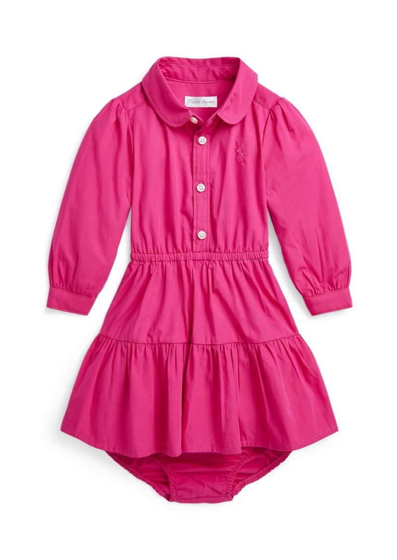 Ralph Lauren: Polo Polo Ralph Lauren Baby Girls Tiered Cotton Shirtdress and Bloomer Set - Bright Pink