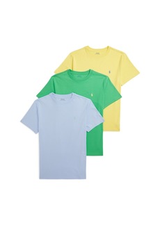 Ralph Lauren: Polo Polo Ralph Lauren Big Boys Cotton Jersey Crewneck T-shirts, Pack of 3 - Bl Hycnth, Cls Kly, Oasis Ylw