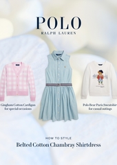 Ralph Lauren: Polo Polo Ralph Lauren Big Girls Belted Cotton Chambray Shirtdress - Medium Wash