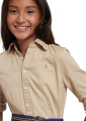 Ralph Lauren: Polo Polo Ralph Lauren Big Girls Belted Cotton Chino Shirtdress - Classic Khaki