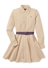 Ralph Lauren: Polo Polo Ralph Lauren Big Girls Belted Cotton Chino Shirtdress - Classic Khaki