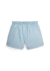 Ralph Lauren: Polo Polo Ralph Lauren Big Girls Cotton Chambray Camp Shorts - Medium Wash