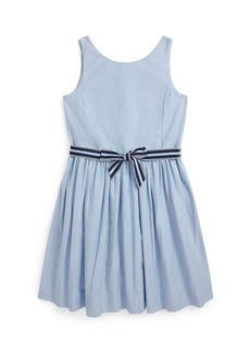 Ralph Lauren: Polo Polo Ralph Lauren Big Girls Cotton Oxford Dress - Blue Hyacinth