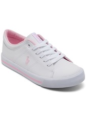 Ralph Lauren: Polo Polo Ralph Lauren Big Girls Elmwood Casual Sneakers from Finish Line - White, Pink