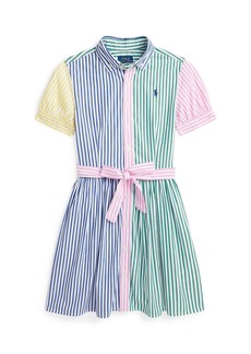 Ralph Lauren: Polo Polo Ralph Lauren Big Girls Striped Cotton Fun Shirtdress - Multi