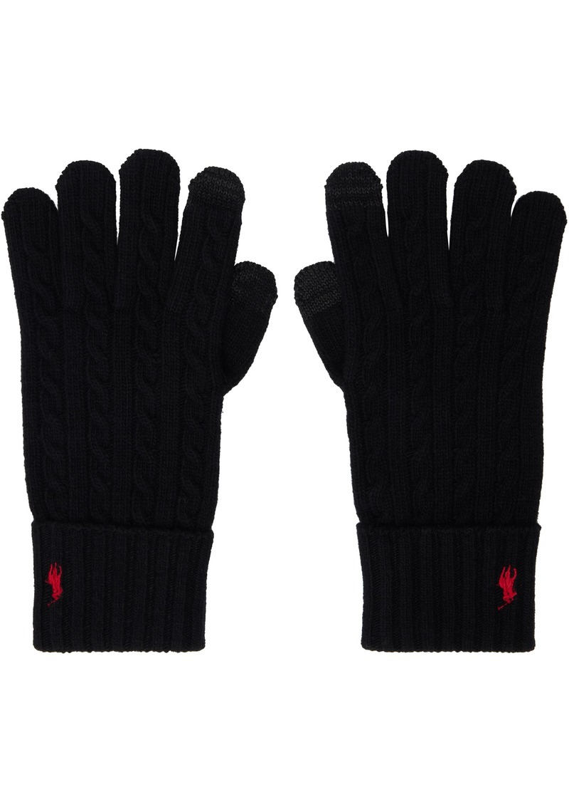 Ralph Lauren Polo Polo Ralph Lauren Black Classic Cable Knit Gloves