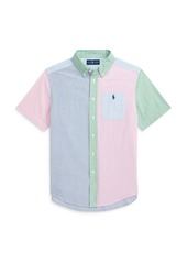 Ralph Lauren: Polo Polo Ralph Lauren Boys' Seersucker Short Sleeve Fun Shirt - Big Kid