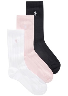 Ralph Lauren: Polo Polo Ralph Lauren Little & Big Girls 3-Pk. Ribbed Socks - White/Assorted