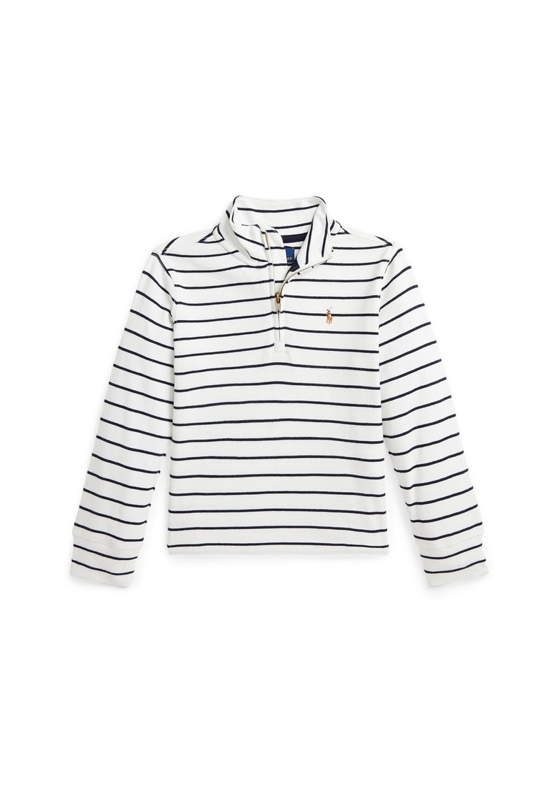 Ralph Lauren: Polo Polo Ralph Lauren Little and Toddler Boys Striped Cotton Quarter-Zip Pullover Sweatshirt - Nevis/Rl Navy