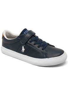 Ralph Lauren: Polo Polo Ralph Lauren Little Boys Sayer Ez Adjustable Strap Closure Casual Sneakers from Finish Line - Navy, Paper White