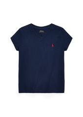 Ralph Lauren: Polo Polo Ralph Lauren Toddler and Little Girls Short Sleeve Cotton Jersey V-Neck T-shirt - Refined Navy