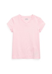 Ralph Lauren: Polo Polo Ralph Lauren Toddler and Little Girls Short Sleeve Cotton Jersey V-Neck T-shirt - White