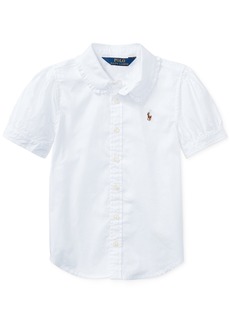 Ralph Lauren: Polo Polo Ralph Lauren Little Girls Short Sleeve Solid Oxford Top - White