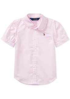 Ralph Lauren: Polo Polo Ralph Lauren Little Girls Short Sleeve Solid Oxford Top - Pink