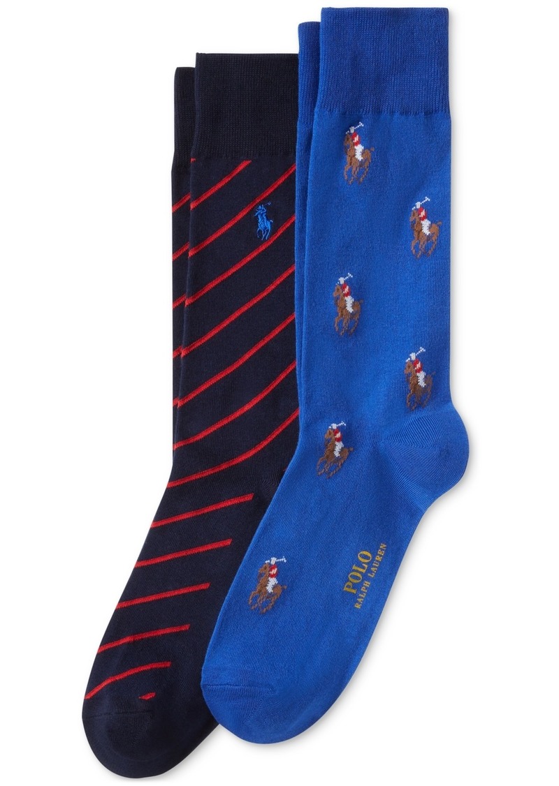 Ralph Lauren Polo Polo Ralph Lauren Men's 2-Pk. Knit-In Pony Slack Socks - Royal Blue