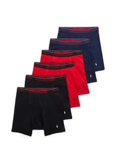 Ralph Lauren Polo Polo Ralph Lauren Mens 6 Pack Classic Fit Knit Boxer Brief 2 Polo Black/2 RL2000 Red/2 Cruise Navy 2