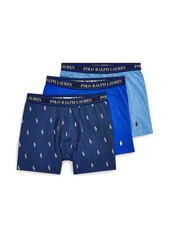 Ralph Lauren Polo POLO RALPH LAUREN Men's Big & Tall Stretch Classic Fit Boxer Briefs Trunks & Long Leg Available 3-Pack Pale Royal Heather/Monroe Blue Heather w/White AOPP/Blue Saturn