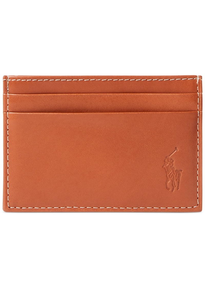 Ralph Lauren Polo Polo Ralph Lauren Men's Burnished Leather Card Case & Money Clip - Brown