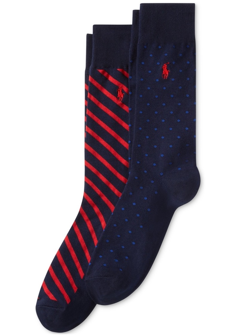 Ralph Lauren Polo Polo Ralph Lauren Men's Dot & Stripe Slack Socks, 2-Pack - Blue Navy