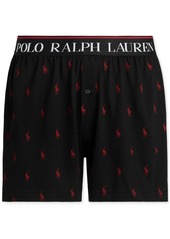 Ralph Lauren Polo Polo Ralph Lauren Men's Exposed Waistband Knit Boxers - POLO BLACK/RL2000 RED ALL OVER PONY