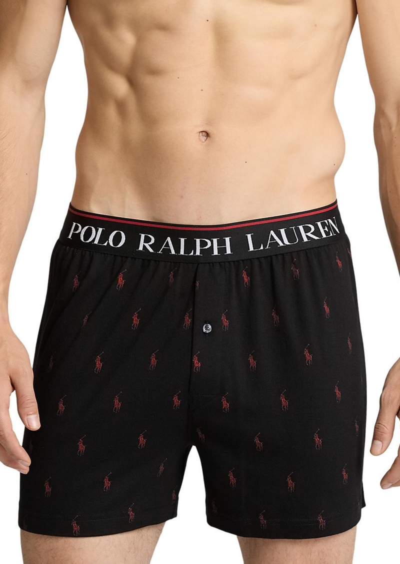 Ralph Lauren Polo Polo Ralph Lauren Men's Exposed Waistband Knit Boxers - POLO BLACK/RL2000 RED ALL OVER PONY