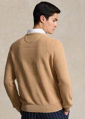 Ralph Lauren Polo Polo Ralph Lauren Men's Mesh-Knit Cotton Crewneck Sweater - Camel Melange