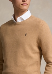 Ralph Lauren Polo Polo Ralph Lauren Men's Mesh-Knit Cotton Crewneck Sweater - Camel Melange