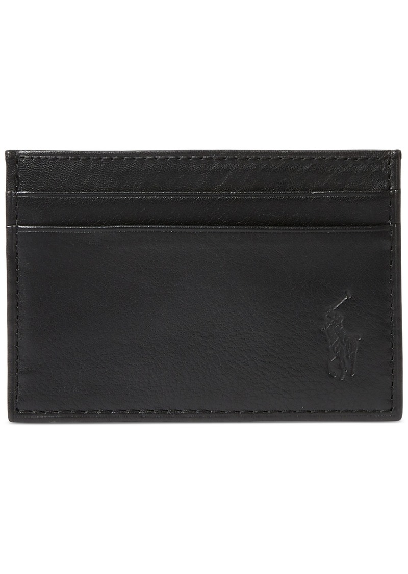 Ralph Lauren Polo Polo Ralph Lauren Men's Pebbled Leather Card Case & Money Clip - Black