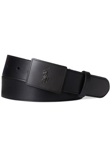 Ralph Lauren Polo Polo Ralph Lauren Men's Plaque-Buckle Leather Belt - Black/matte Black