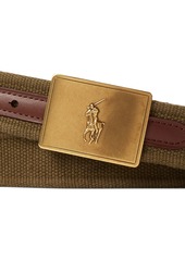 Ralph Lauren Polo Polo Ralph Lauren Men's Pony Plaque Canvas & Leather Belt - Canopy Olive/brown