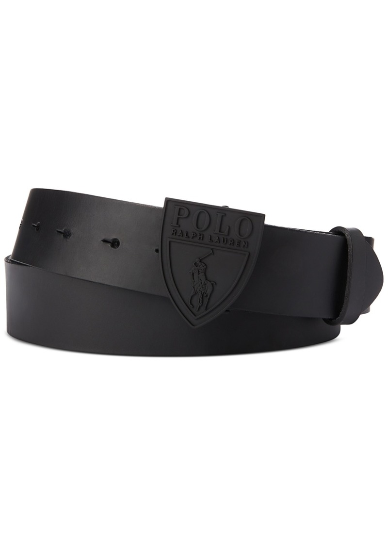 Ralph Lauren Polo Polo Ralph Lauren Men's Shield-Buckle Leather Belt - Black