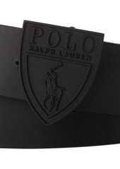 Ralph Lauren Polo Polo Ralph Lauren Men's Shield-Buckle Leather Belt - Black