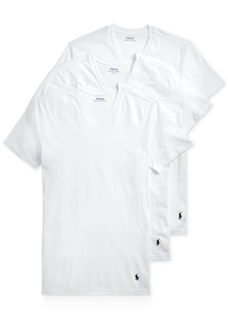 Ralph Lauren Polo Polo Ralph Lauren Men's Slim Fit V-Neck Undershirt, 3-Pack - White