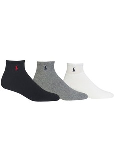Ralph Lauren Polo Polo Ralph Lauren Men's Socks, Extended Size Classic Athletic Quarter 3 Pack - Black/Grey/White