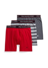 Ralph Lauren Polo POLO RALPH LAUREN Men's Stretch Classic Fit Boxer Briefs Trunks & Long Leg Available 3-Pack RL2000 Red/Charcoal Heather & Andover Heather Stripe/Charcoal Heather  Tall