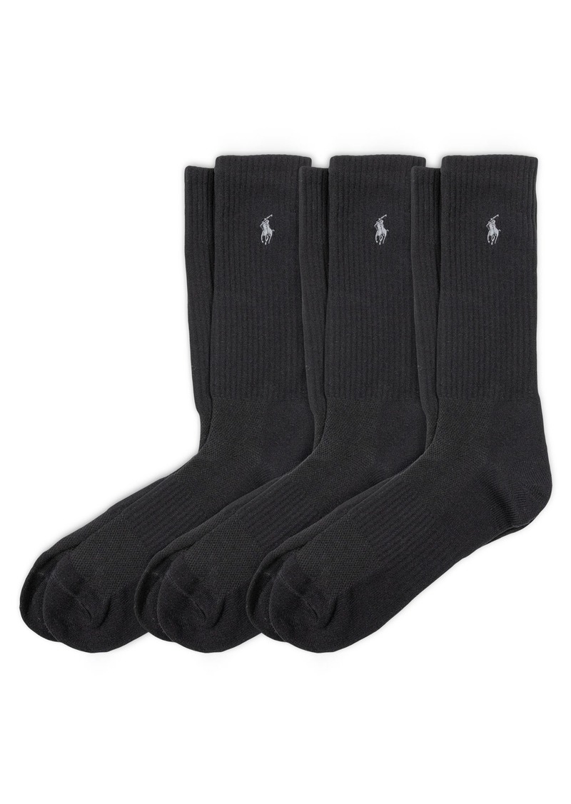 Ralph Lauren Polo POLO RALPH LAUREN Men's Tech Athletic Crew Sock 3 Pair Pack  Mens Shoe Size 6-12