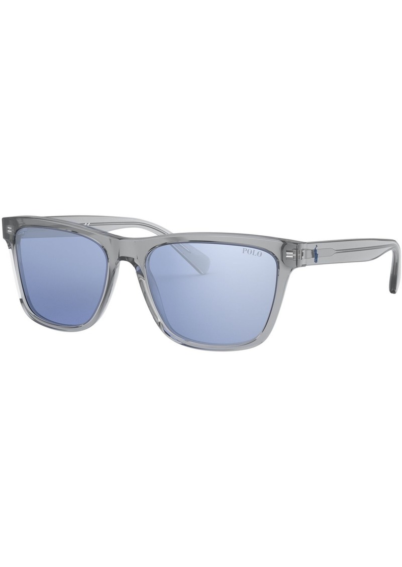 Ralph Lauren Polo Polo Ralph Lauren Sunglasses, 0PH4167 - TRANSPARENT GREY/LIGHT BLUE MIRROR SILVE