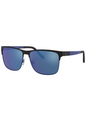 Ralph Lauren Polo Polo Ralph Lauren Sunglasses, PH3128 - MATTE BLACK/MATTE ROYAL BLUE/BLUE MIRROR