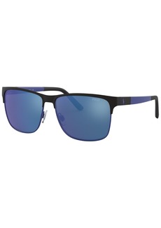 Ralph Lauren Polo Polo Ralph Lauren Sunglasses, PH3128 57 - MATTE BLACK/MATTE ROYAL BLUE/BLUE MIRROR